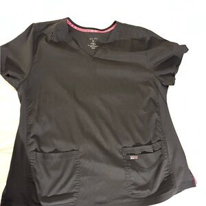 Koi Black with Pink Trim scrub set. XL